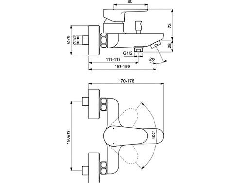 Смесител за вана/душ Ideal Standard Cerafine O